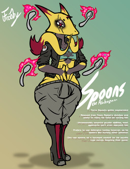 anthro big_butt bodily_fluids boots bottomwear butt clothing crying_laughing cutlery emoji evil_look eyeshadow facial_hair footwear grey_body hair hands_together high_heeled_boots high_heels jacket kitchen_utensils laugh looking_at_viewer magic magic_user makeup male mouthless mustache pants pants_around_thighs psychic_energy psychic_powers red_eyes red_hair scar shirt shoes simple_background solo spoon steel_toed_boots sweatpants tank_top tears telekinesis text thick_thighs tools topwear undercover wide_hips yellow_body frooby nintendo pokemon team_rocket alakazam generation_1_pokemon magnemite pokemon_(species) absurd_res digital_media_(artwork) english_text hi_res signature