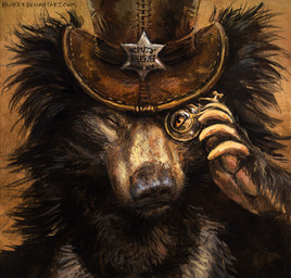 anthro black_body black_fur black_nose claws clothing eyewear fur hat headgear headwear monocle one_eye_closed solo yellow_eyes kenket bear mammal 2015