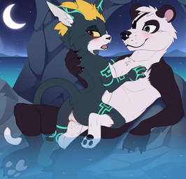 3_toes alternate_species anthro anthro_on_anthro anthro_penetrated anthro_penetrating anthro_penetrating_anthro anus arm_markings balls biped black_body black_ears black_eye_patch black_eyewear black_fur black_markings black_nose black_pawpads black_tail blush blush_lines bodily_fluids claws cowgirl_position crescent_moon cum cum_from_vagina cum_in_vagina cum_inside digitigrade dipstick_tail duo ear_markings ejaculation eye_patch eyewear facial_markings fangs feet female female_anthro female_on_top female_penetrated finger_claws from_front_position fur furrification genital_fluids genitals green_eyes green_markings hair hand_behind_head hand_markings hand_on_chest head_markings inner_ear_fluff interspecies larger_male leg_markings looking_at_another looking_at_partner looking_back lying male male/female male_anthro male_on_bottom male_penetrating male_penetrating_female markings mask_(marking) moon multicolored_body multicolored_fur multicolored_tail night nude nude_anthro nude_female nude_male on_back on_bottom on_top open_mouth orange_hair partially_submerged pawpads penetration penile penile_penetration penis penis_in_vagina pink_inner_ear pink_vulva red_blush red_eyes rock round_ears seaside sex size_difference sky smaller_female smaller_penetrated snout star starry_sky tail tail_markings teeth toe_claws toes tongue tuft two_tone_body two_tone_fur two_tone_tail vaginal vaginal_penetration vulva water white_balls white_body white_fur white_hair white_inner_ear white_inner_ear_fluff white_penis white_tail white_tail_tip yellow_sclera meraence nintendo the_legend_of_zelda twilight_princess midna stiban_(character) bear domestic_cat felid feline felis giant_panda mammal 2022 digital_media_(artwork)