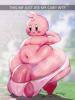 anthro balls belly big_balls big_butt big_penis blush blush_stickers bodily_fluids butt caption cracked_ground flexing flexing_bicep freckled_face freckles genitals glistening glistening_balls glistening_belly glistening_butt glistening_genitalia glistening_penis glistening_thighs huge_balls huge_butt huge_penis huge_thighs humanoid_genitalia humanoid_penis hyper hyper_balls hyper_genitalia hyper_penis male musk navel obese overweight penis pink_body pink_skin slightly_chubby smile solo steam steaming_body sweat sweaty_balls sweaty_butt sweaty_genitalia sweaty_legs sweaty_penis sweaty_thighs text thick_thighs tight_underwear senordraws kirby_(series) nintendo kirby english_text hi_res
