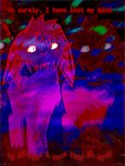 abstract_background alternate_form ambiguous_gender blood bodily_fluids distorted_text ears_down feral gore_focus pivoted_ears scared self-harm semi-transparent solo standing text upside_down_text jackrabbit_(artist) vale_(jackrabbit) hare hybrid lagomorph leporid mammal rabbit 2025 absurd_res english_text hi_res