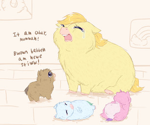 1_horn abuse ambiguous_gender baby_talk blonde_hair blue_body blue_fur bodily_fluids brown_body brown_fur child_abuse countershade_torso countershading crying dialogue drawing_on_wall eyes_closed feral fluffy fur group hair hooves horn inside lying neonate on_side open_mouth pink_body pink_fur sitting tail tears teeth text wings yellow_body yellow_fur yellow_tail young young_ambiguous young_feral serasugee fluffy_pony mythology equid equine fluffy_pony_(species) horse mammal mythological_creature mythological_equine pegasus pony unicorn english_text hi_res mother_(lore) mother_and_child_(lore) parent_(lore) parent_and_child_(lore)