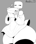 clothing cold_shoulder_top grass heart_symbol legwear male plant solo thick_thighs thigh_highs atsuko_021 microsoft minecraft mojang xbox_game_studios enderman humanoid hi_res monochrome sketch