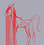 emaciated female feral grey_background hair hooves long_hair mouthless ribs simple_background snout solo standing tail unguligrade white_eyes jrvanesbroek zero_zero.exe_(jrvanesbroek) equid equine horse mammal digital_drawing_(artwork) digital_media_(artwork) sketch