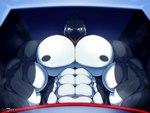 abs anthro beak biceps big_muscles huge_muscles low-angle_view male muscular muscular_anthro muscular_male nipples open_mouth pecs simple_background solo voidfoxtamcin ben_the_penguin avian bird king_penguin penguin 4:3 absurd_res hi_res