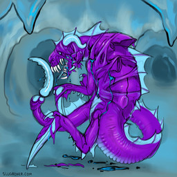 blood blue_horn bodily_fluids body_horror claws exoskeleton female feral frill_(anatomy) goo-connected_lips horn membrane_(anatomy) membranous_frill nude open_mouth quadruped scales scared sharp_teeth shedding shedding_skin solo species_transformation tail teeth text transformation wings oddbird european_mythology mythology warhammer_(franchise) warhammer_40000 dracarna alien dragon monster mythological_creature mythological_scalie scalie tyranid western_dragon 1:1 2019 hi_res url