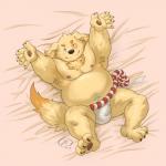 anthro asian_clothing bed bed_sheet bedding belly bulge clothing east_asian_clothing fundoshi furniture japanese_clothing male navel nipples pawpads slightly_chubby solo tuft underwear shadowwow lifewonders tokyo_afterschool_summoners cu_sith_(tas) canid canine canis domestic_dog mammal 1:1 alternate_version_at_source hi_res