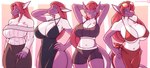 anthro biped blue_eyes bra breasts cleavage clothed clothing eyelashes female hair looking_at_viewer multiple_poses navel non-mammal_breasts pose purple_body red_hair simple_background smile smiling_at_viewer solo tattoo underwear white_body marik_azemus34 zara_(crimson_crash) fish marine shark hi_res