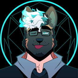 abstract_background anthro black_eyebrows black_nose blep blue_eyes blue_outline brown_body brown_ears brown_face brown_fur clothed clothed_anthro clothed_male clothing countershading eyebrows eyewear facial_hair front_view fur glasses goatee male male_anthro mouth_closed multicolored_body multicolored_fur one_eye_closed orange_body orange_fur outline red_tongue smile solo tan_body tan_countershading tan_fur tongue tongue_out melaisen bau_(melaisen) akita american_akita canid canine canis domestic_dog mammal spitz 1:1 2022 absurd_res bust_portrait hi_res icon portrait nonbinary_(lore)
