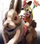 digital_media_(artwork) duo female feral lagomorph leporid mammal melee_weapon micro polearm rabbit riding staff straddling tokoya weapon