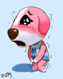 anthro bathroom_desperation blue_background blush bodily_fluids brown_nose clothing desperation dress female female_anthro floppy_ears holding_crotch knock-kneed omorashi on_model open_mouth pattern_clothing pee_desperation pink_body plaid plaid_clothing pupils_only shaking simple_background solo tail tears trembling white_body bombality animal_crossing nintendo cookie_(animal_crossing) canid canine canis domestic_dog mammal 2020