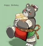 anthro green_background green_eyes happy_birthday male overweight overweight_anthro overweight_male simple_background solo text 7jq3cm79rx6otm1 sengoku_puzzle kintoki_sakata bear mammal 2016 english_text