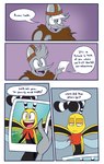 antennae_(anatomy) anthro armor black_antennae black_body black_eyes brown_body brown_eyes brown_helmet brown_tuft chest_tuft duo exclamation_point fangs first_person_view grey_body grey_hair grey_helmet grey_nose hair half-closed_eyes happy headgear helmet holding_object holding_photo insect_wings male multicolored_antennae multicolored_body multicolored_helmet narrowed_eyes photo question_mark red_body red_helmet red_tuft sharp_teeth smile speech_bubble standing teeth text three-quarter_view tired tired_eyes tongue tuft two_tone_antennae two_tone_body white_antennae wings yellow_body 8-bit-britt nickelodeon spongebob_squarepants navin_(8-bit-britt) spirk_(8-bit-britt) arachnid arthropod beetle elateroid firefly insect spider 2025 comic digital_media_(artwork) english_text hi_res
