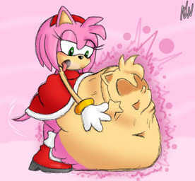 abdominal_bulge accessory anthro boots clothing dress duo face_imprint female female/female female_pred female_prey footwear fur gloves green_eyes half-closed_eyes hand_on_belly handwear headband imprint looking_at_belly motion_lines narrowed_eyes pink_background pink_body pink_fur red_boots red_clothing red_dress red_footwear red_headband rumbling_stomach shoes simple_background tongue tongue_out vore white_clothing white_gloves white_handwear willing_prey nightwanderer25 sega sonic_the_hedgehog_(series) amy_rose fan_character starby_the_hedgehog eulipotyphlan hedgehog mammal 2025 colored hi_res watermark