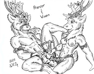 anal anal_penetration anthro anthro_on_anthro antlers balls breasts butt dildo duo erection female female_penetrating female_penetrating_male from_front_position genitals handjob horn lying male male/female male_penetrated missionary_position muscular muscular_male muzzle_(object) muzzled nipples nude object_in_ass on_back pegging penetration penile penis sex sex_toy sex_toy_in_ass sex_toy_insertion simple_background snout stare strapon teeth toying_partner atsumori999 deer mammal new_world_deer reindeer black_and_white monochrome
