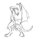 anthro bottomwear clothed clothing hair loincloth loincloth_only male membrane_(anatomy) membranous_wings rear_view solo tail topless wings purplepardus disney gargoyles brooklyn_(gargoyles) gargoyle scalie hi_res monochrome sketch