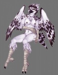 anthro beak biped black_nipples breasts eyewear feathered_wings feathers feet female goggles looking_at_viewer navel nipples non-mammal_breasts non-mammal_nipples simple_background sitting solo talons toes wings yellow_eyes ookami-kun kwaza_(ozawk) accipitriform avian bird osprey hi_res