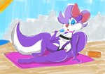 anthro breasts cleavage clothed clothing female food one-piece_swimsuit popsicle swimwear translucent translucent_clothing translucent_swimwear jrxt gris_swimsuit meme_clothing tiny_toon_adventures warner_brothers fifi_la_fume mammal mephitid skunk hi_res meme