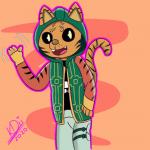 4_fingers anthro black_sclera brown_nose circle_eyebrows clothed clothing eyebrows fingers fur gesture gloves handwear jacket looking_at_viewer male orange_body orange_fur pink_tongue smile solo stripes tongue topwear waving white_eyes kitsune_drifty epic_games fortnite master_key_(fortnite) felid mammal pantherine tiger 1:1 2020 digital_media_(artwork) shaded signature