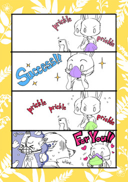 anthro bodily_fluids clothed clothing ears_back fur heart_symbol holding_object mask muzzle_(object) muzzled pivoted_ears shirt sparkles sweat sweatdrop t-shirt text thought_bubble topwear whining dogear218 disney zootopia judy_hopps nick_wilde canid canine fox lagomorph leporid mammal rabbit red_fox true_fox 2020 comic english_text
