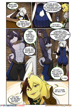 anthro bound clothing collar curled_tail inside male patreon_logo patreon_username rope smile standing tail text sollyz patreon canid canine canis felid lagomorph leporid lion mammal pantherine rabbit wolf 2021 comic english_text url