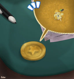 anthro bell big_breasts big_butt bodily_fluids breasts butt coin cum desk dialogue female furniture genital_fluids micro microscopic nano nude paper silhouette table text zoom_in kralex_(artist) animal_crossing nintendo isabelle_(animal_crossing) canid canine canis domestic_dog mammal shih_tzu toy_dog english_text hi_res