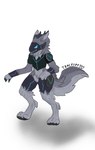 anthro appliance blue_eyes claws fluffy fluffy_tail fur kitchen_appliance machine male neck_tuft simple_background smile solo tail toaster tuft protogen absurd_res hi_res