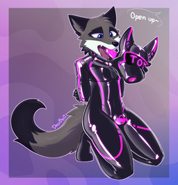 anthro bdsm bodily_fluids bondage bound bulge cheek_tuft clothing cock_gag collar dildo drone drone_helmet dronesuit dronification drooling facial_tuft fur fur_markings gag hair hands_behind_back hands_tied hands_tied_behind_back inner_ear_fluff latex latex_clothing latex_skinsuit male markings mask null_bulge open_mouth saliva sex_toy skinsuit solo tail tail_tuft tight_clothing toy tuft visor davyboi canid canine fox mammal absurd_res hi_res
