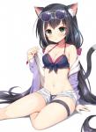 black_hair blush bottomwear bra bracelet breasts cleavage clothed clothing eyewear female green_eyes hair jewelry navel shorts simple_background sitting solo sunglasses underwear undressing white_background mauve_(artist) animal_humanoid cat_humanoid felid felid_humanoid feline feline_humanoid humanoid mammal mammal_humanoid 2019