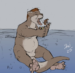 animal_genitalia anthro balls belly brown_body brown_fur brown_hair bubble extreme_size_difference eyes_closed feet forced fur genitals grey_background group hair holding_micro holding_prey imminent_oral_vore imminent_vore macro macro_male macro_pred male male/male male_anthro male_pred male_prey membrane_(anatomy) micro micro_male micro_prey nude nude_anthro nude_macro nude_male nude_micro nude_pred nude_prey open_mouth oral_vore orange_body orange_fur otter_tail penis sharp_teeth sheath simple_background size_difference swimming tail teeth text toes tongue tongue_out unwilling_prey vore water webbed_feet white_text willing_pred yellow_body yellow_fur jeri_kleinlowe ambiguous_species mammal mustelid otter 2025 colored dated guide_lines hi_res signature