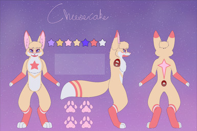 ambiguous_gender anthro solo starryyipyip cheesecake_(starryyipyip) canid canine fennec_fox fox mammal true_fox model_sheet tagme female_(lore)
