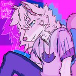 abstract_background anthro blue_eyes looking_down male nervous pink_background purple_background shy simple_background solo lonelywolfyboi lonelywolfyboi_(character) canid canine canis mammal wolf 1:1 2022 hi_res shaded simple_shading watermark