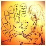 1:1 anthro canid canine canis comic domestic_dog duo english_text female fur hair human kemono long_hair male mammal rolf text translated yakantuzura young