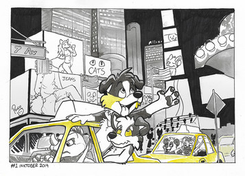 anthro car cheek_tuft facial_tuft fingerpads floppy_ears group head_tuft inside_car inside_vehicle male mouth_closed narrowed_eyes nude open_mouth open_smile pawpads smile tongue tongue_out tuft vehicle wavy_mouth young young_anthro young_male pandapaco parinton bear border_collie canid canine canis collie domestic_dog giant_panda herding_dog hyena mammal pastoral_dog rhinoceros sheepdog partially_colored pen_(artwork) traditional_media_(artwork)