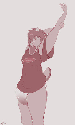 anthro bandage bandage_on_face bandage_on_nose bodily_fluids collar diaper female front_view genital_fluids open_mouth solo stretching unclean_diaper urine used_diaper watersports wet_diaper wetting yawn steelshark bovid caprine goat mammal 3:5 absurd_res hi_res