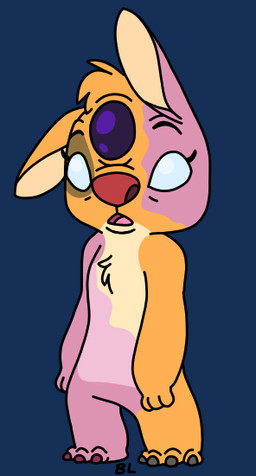 4_toes ambiguous_gender blind blue_eyes chest_tuft disability eyelashes feet fur gem head_tuft one_ear_up open_mouth orange_body orange_fur pink_body pink_fur red_nose simple_background solo standing toes transparent_background tuft badlib disney lilo_and_stitch charlie_(badluck627) fan_character alien experiment_(lilo_and_stitch) 2022 alpha_channel digital_drawing_(artwork) digital_media_(artwork) flat_colors female_(lore)