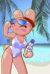 anthro beach breasts clothing female solo swimwear tail bunny_maloney_meko bunny_maloney candy_bunny lagomorph leporid mammal rabbit 2024 official_art shaded tagme