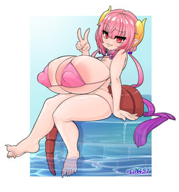 areola areola_slip big_areola big_breasts big_nipples bikini breasts claws clothed clothing female gesture hair hand_gesture horn huge_areola huge_breasts humanoid_pointy_ears hyper hyper_breasts nipple_outline nipples pink_hair pointy_ears segmented_tail shortstack skindentation solo string_bikini swimwear tail thong toe_claws two-piece_swimsuit underwear v_sign wide_hips ein457 miss_kobayashi's_dragon_maid mythology ilulu animal_humanoid dragon dragon_humanoid horned_humanoid humanoid mythological_creature mythological_scalie scalie absurd_res hi_res