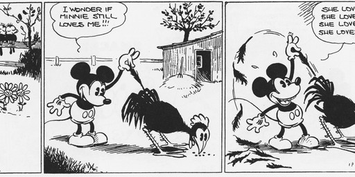 4_fingers ambiguous_gender anthro beak clothed clothing dialogue feathers feral fingers footwear gloves group handwear male motion_lines open_beak open_mouth outside shoes speech_bubble tail tail_feathers teeth text walking walt_disney_(artist) win_smith disney public_domain mickey_mouse avian bird chicken galliform mammal mouse murid murine phasianid rodent sciurid tree_squirrel 1930 20th_century absurd_res ancient_art black_and_white comic english_text hi_res long_image monochrome signature wide_image