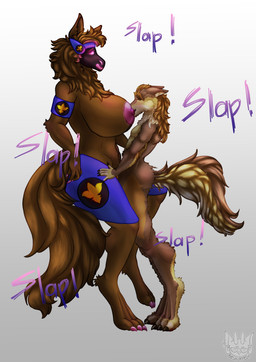 anthro areola armor big_breasts blue_armor breasts digitigrade duo eyes_closed female fluffy fluffy_tail hand_on_hip huge_breasts larger_female looking_pleasured machine male male/female neck_tuft nipple_fetish nipple_play nipple_suck nipples penetration pink_face screen screen_face size_difference sucking tail text thick_thighs tuft vaginal vaginal_penetration keshkresh mythology lua_(pacothegint) canid canine mammal mythological_canine mythological_creature protogen werecanid werecanine werecreature werewolf absurd_res hi_res