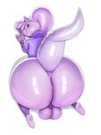 anthro balls big_balls big_butt bottomless butt butt_focus clothed clothing fleur_(jelliswitch) generation_6_pokemon genitals goodra hi_res hoodie huge_butt legwear looking_back male nintendo pokemon pokemon_(species) presenting presenting_hindquarters purple_body purple_scales scales solo sqoon tail thick_tail topwear