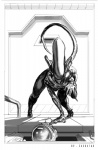 armor big_butt border breasts butt claws door duo female headgear helmet inside ladder lamp not_furry nude science_fiction small_breasts smile thick_thighs tube white_border wide_hips zaggatar alien_(franchise) alien xenomorph 2015 black_and_white digital_media_(artwork) monochrome