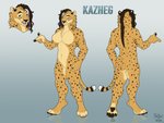 anthro black_pawpads breasts claws female fur hair heterochromia inner_ear_fluff markings nude pawpads paws smile solo spots spotted_body stripes tuft fantine kazheg cheetah felid feline mammal 2021 absurd_res hi_res model_sheet