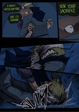 ambiguous_anthro ambiguous_gender anthro dialogue duo male sharp_teeth shove speech_bubble teeth text violence aveloka cult_of_the_lamb massive_monster_(studio) leshy_(cult_of_the_lamb) yellow_cat_(cult_of_the_lamb) domestic_cat felid feline felis mammal 2024 comic digital_drawing_(artwork) digital_media_(artwork) english_text hi_res