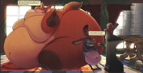 anthro belly big_belly big_breasts big_butt big_moobs bottomwear breasts building butt carpet chubby_cheeks clothing dialogue dialogue_box double_chin duo fat_arms female fur furniture grey_body grey_fur group huge_belly huge_butt huge_cheeks huge_moobs huge_thighs hyper hyper_belly hyper_butt hyper_thighs long_ears lying male money moobs morbidly_obese multicolored_body multicolored_fur nude obese obese_anthro obese_male orange_body orange_fur overweight overweight_anthro overweight_male pants pawpads paws pink_pawpads plate power_lines red_background shirt simple_background sitting table text thick_thighs topwear two_tone_body two_tone_fur weight_difference wide_hips window midsummernightsdream disney zootopia judy_hopps nick_wilde canid canine fox lagomorph leporid mammal rabbit red_fox true_fox english_text hi_res watermark