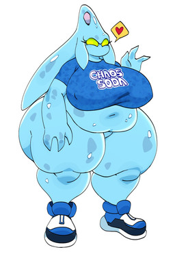 belly big_belly big_breasts blue_body bottomless brain breasts clothed clothing crossgender female footwear green_eyes heart_symbol huge_breasts huge_thighs mouthless navel nipple_outline obese obese_female obese_humanoid organs overweight overweight_female overweight_humanoid shirt shoes sneakers solo text text_on_clothing text_on_shirt text_on_topwear thick_thighs topwear water wide_hipped_female wide_hips sssonic2 sega sonic_adventure sonic_the_hedgehog_(series) chaos_(sonic) elemental_creature elemental_humanoid goo_creature humanoid water_creature english_text hi_res