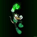1:1 2013 4_fingers anthro aura black_hair brown_body brown_fur clothed clothing dc_comics digital_media_(artwork) fingers fist flyingram front_view fully_clothed fur gloves glowing green_eyes green_lantern green_lantern_(series) green_lantern_ring hair handwear hi_res male mammal murid murine raised_arm rat ring rodent simple_background smile teeth toony