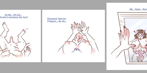 5_fingers 6_breasts antennae_(anatomy) areola balls big_breasts blue_body blue_fur blush bodily_fluids breast_expansion breast_growth breasts brown_hair chest_fur crossgender dialogue dripping duo electronics erection expansion feet fingers first_person_view fur fur_growth genitals glans gradient_tail growth gynomorph gynomorph_humanoid hair huge_breasts humanoid_genitalia humanoid_penis intersex intersex_humanoid leaning leaning_forward looking_at_viewer looking_down looking_down_at_self male male_human mid_transformation mirror motion_lines mtg_crossgender mti_crossgender multi_breast nails navel nipples not_furry nude one_eye_closed open_mouth penis pink_eyes prehensile_penis purple_body purple_fur reflection simple_background sitting smile solo_focus spade_tail species_transformation spread_legs spreading supernumerary_breasts tail tail_growth teeth television text thick_thighs transformation transformation_pov transformation_sequence tv_remote white_body white_fur wink winking_at_viewer strawberrytfs animal_humanoid arthropod arthropod_humanoid human humanoid insect insect_humanoid mammal 2019 artist_name colored comic english_text hi_res shaded