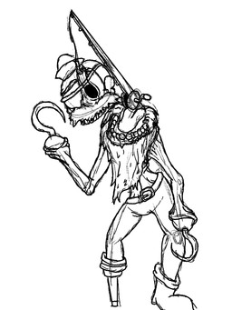 beard belt clothing eye_patch eyelid_pull eyewear facial_hair fish_hook fisherman fishing_line fishing_rod hat headgear headwear hook hook_hand long_beard male pegleg simple_background skinny solo teeth tongue tongue_out white_background crazy_8_animations bendy_and_the_dark_revival bendy_and_the_ink_machine barley_(batim) fisher_(batim) humanoid undead zombie 3:4 black_and_white hi_res monochrome