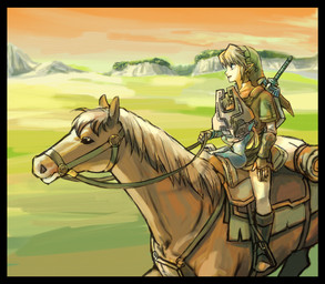 armor black_border blonde_hair blue_eyes border bridle clothing cloud duo_focus ear_piercing female feral fused_shadow group hair harness headgear headwear hylian_shield male master_sword melee_weapon mount outside piercing reins riding saddle shield sky straddling sword weapon edit5 nintendo the_legend_of_zelda twilight_princess epona_(tloz) link midna elf equid equine horse humanoid mammal twili 2010 digital_media_(artwork)